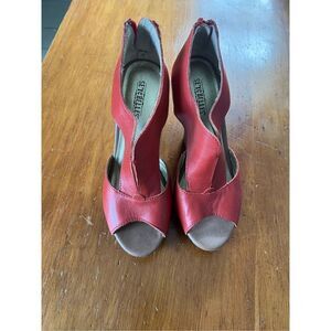 Seychelles red leather wedge shoes 6